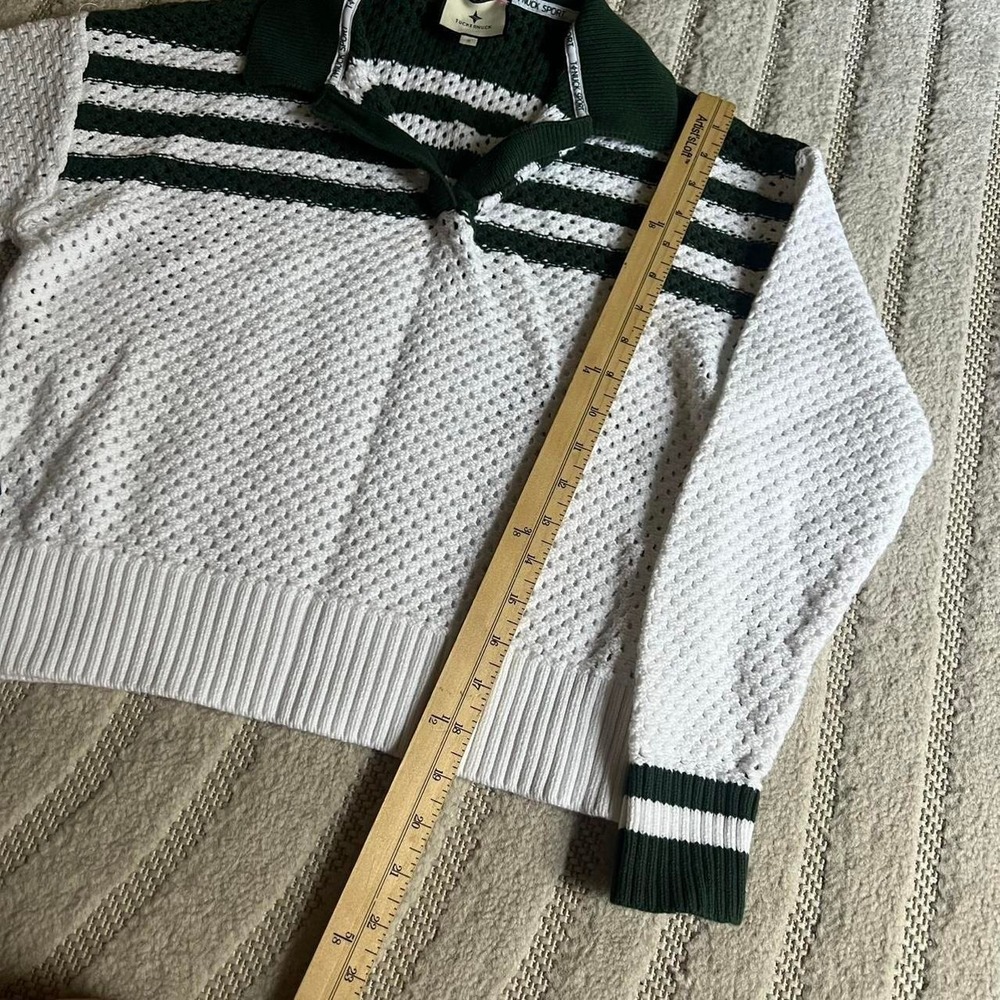 TUCKERNUCK Tnuck Sports White and Green Mesh Fischer Sweater size small Sports - Picture 4 of 8